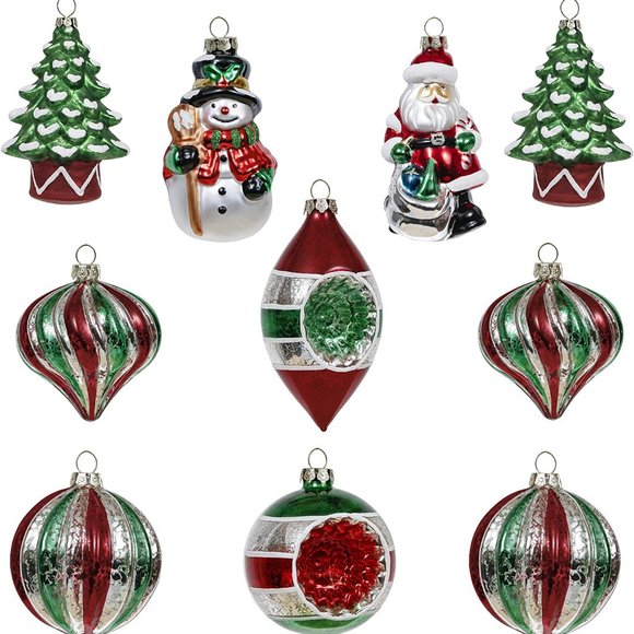 Valery Madelyn Set of 10 Glass Christmas Ornaments - Picture 1 of 7